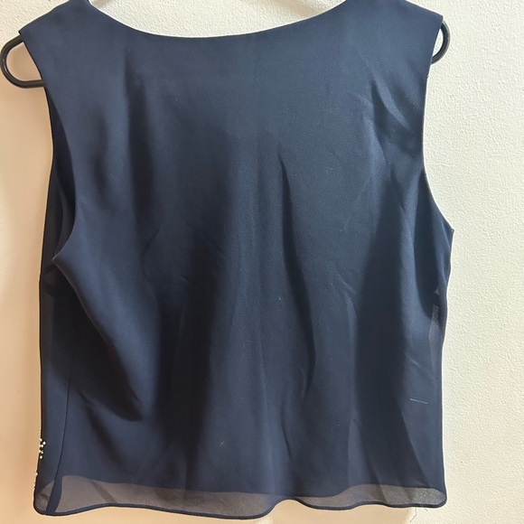 R&M Richards Women Navy Blue Embellished V-Neck Sleeveless Tank Top Size 12 - Picture 2 of 3